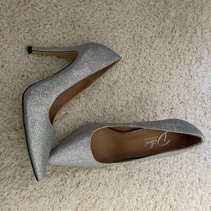 Silver glitter heels